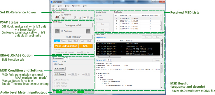 eCall Tester User Interface